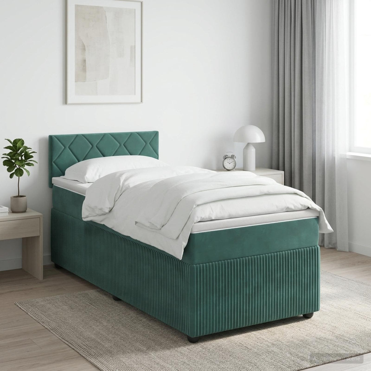 Boxspring krevet s madracem Tamnozelena 100 x 200 cm Baršun