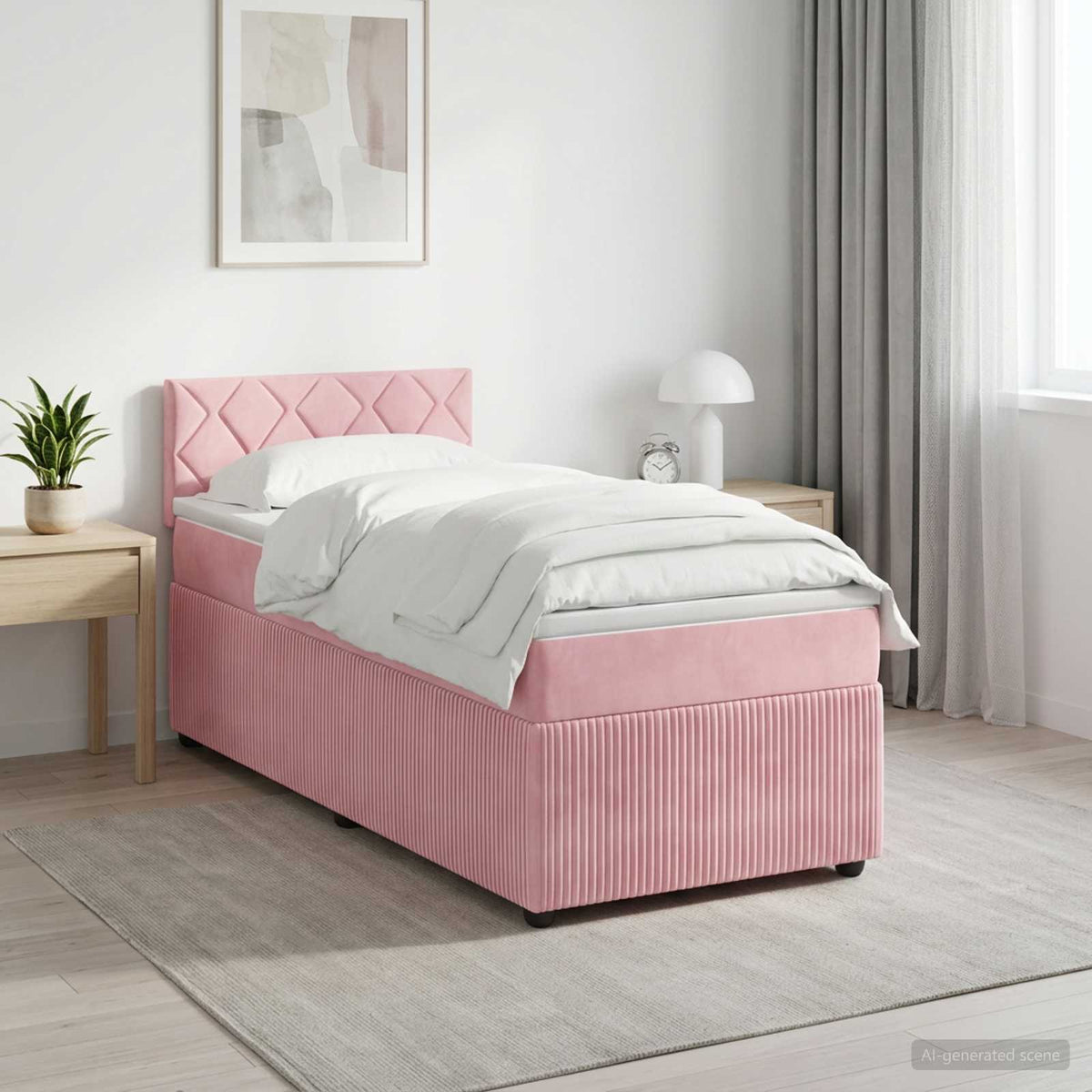 Boxspring krevet s madracem Ružičasta 100 x 200 cm Baršun