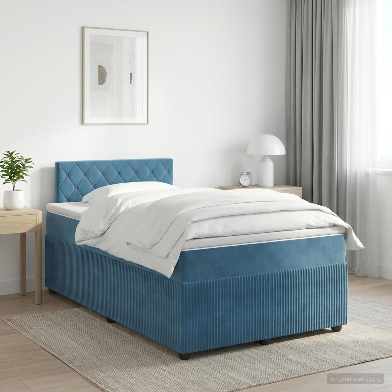 Boxspring krevet s madracem Plava 120 x 190 cm Baršun