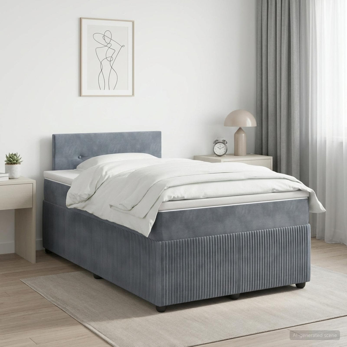 Boxspring krevet s madracem Tamnosiva 120 x 200 cm Baršun