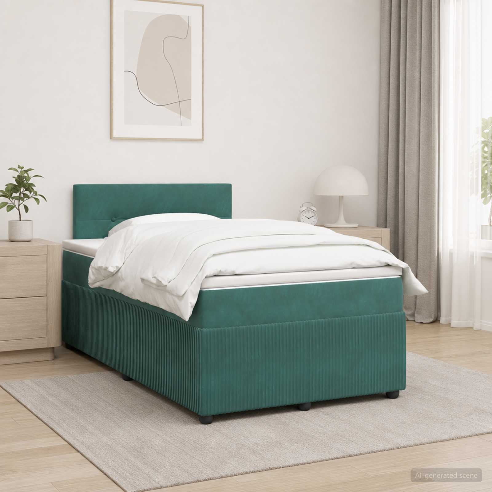 Boxspring krevet s madracem Tamnozelena 120 x 190 cm Baršun