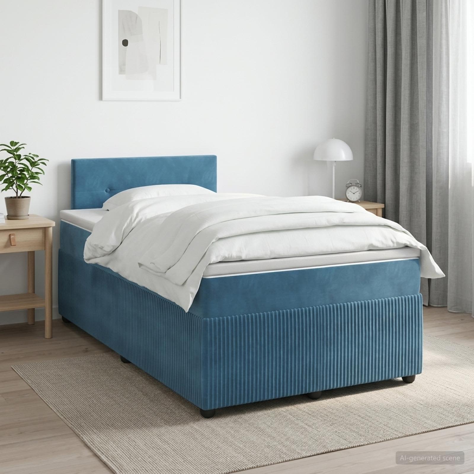 Boxspring krevet s madracem Plava 120 x 190 cm Baršun