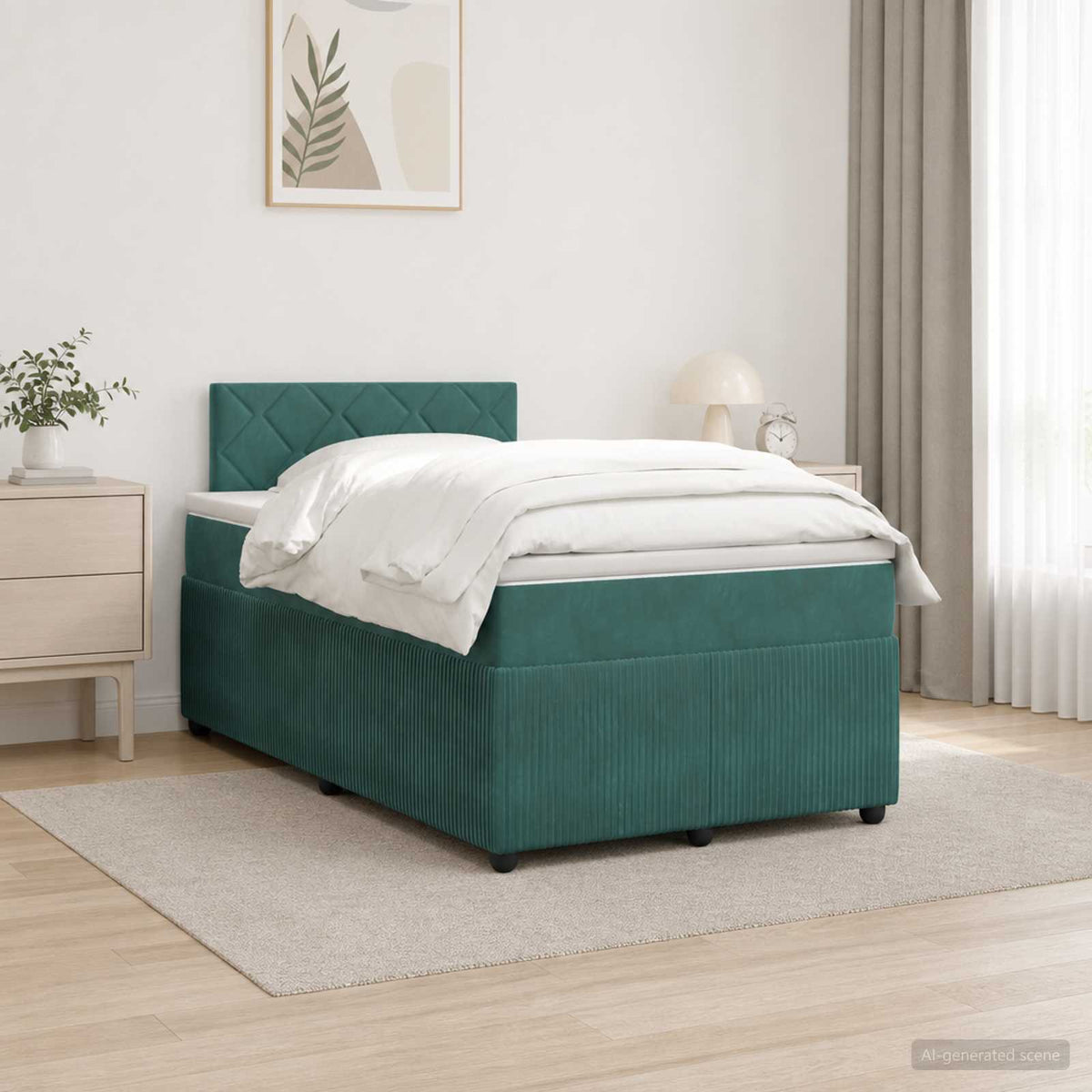 Boxspring krevet s madracem Tamnozelena 120 x 190 cm Baršun