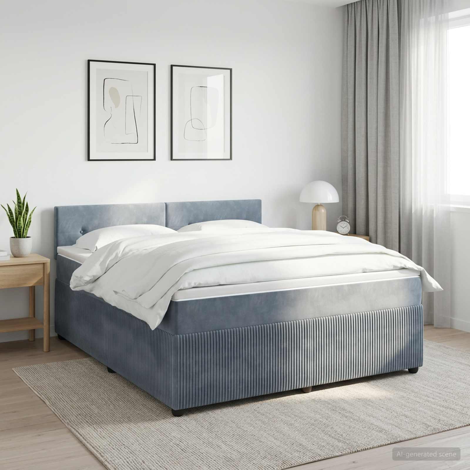 Boxspring krevet s madracem Tamnosiva 140 x 200 cm Baršun
