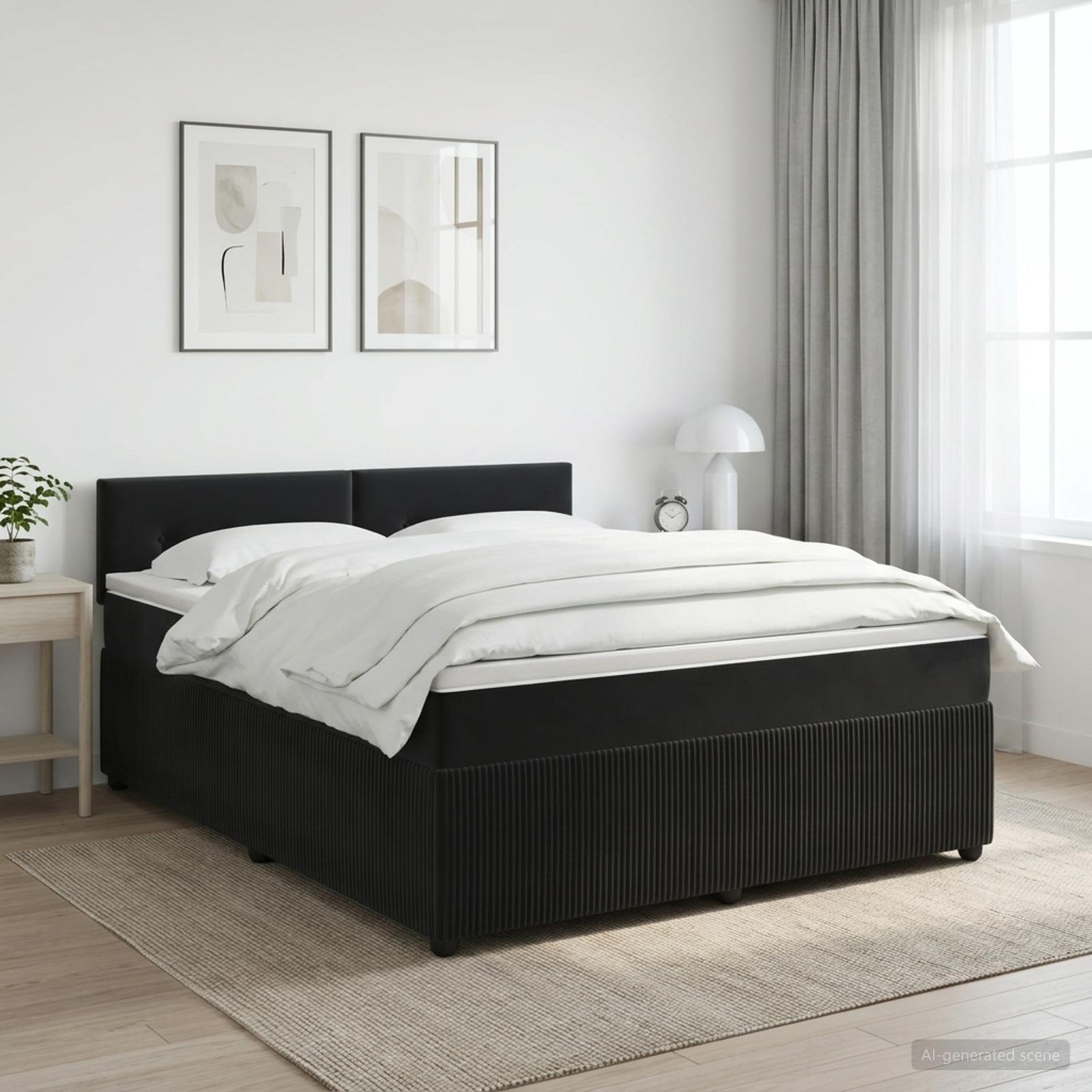 Boxspring krevet s madracem Crna 180 x 200 cm Baršun