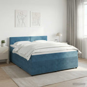 Boxspring krevet s madracem Tamno plava 160 x 200 cm Baršun