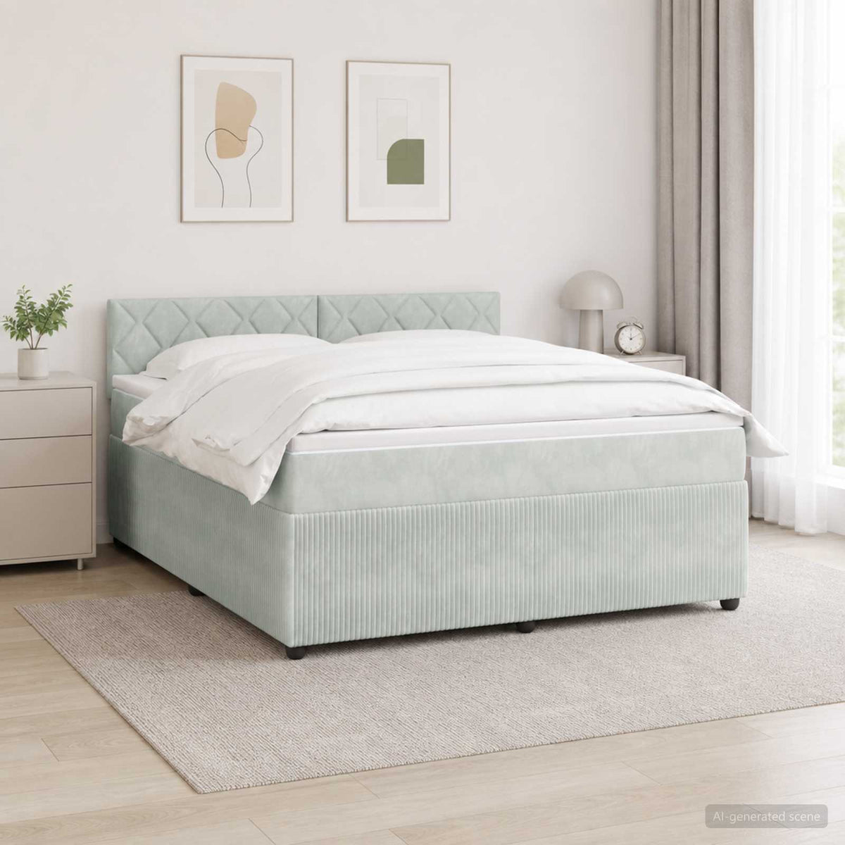 Boxspring krevet s madracem Svjetlosiva 180 x 200 cm Baršun