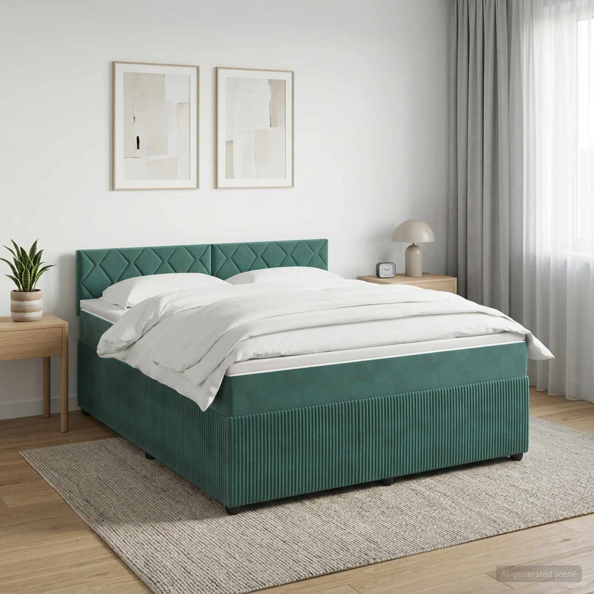 Boxspring krevet s madracem Tamnozelena 140 x 200 cm Baršun