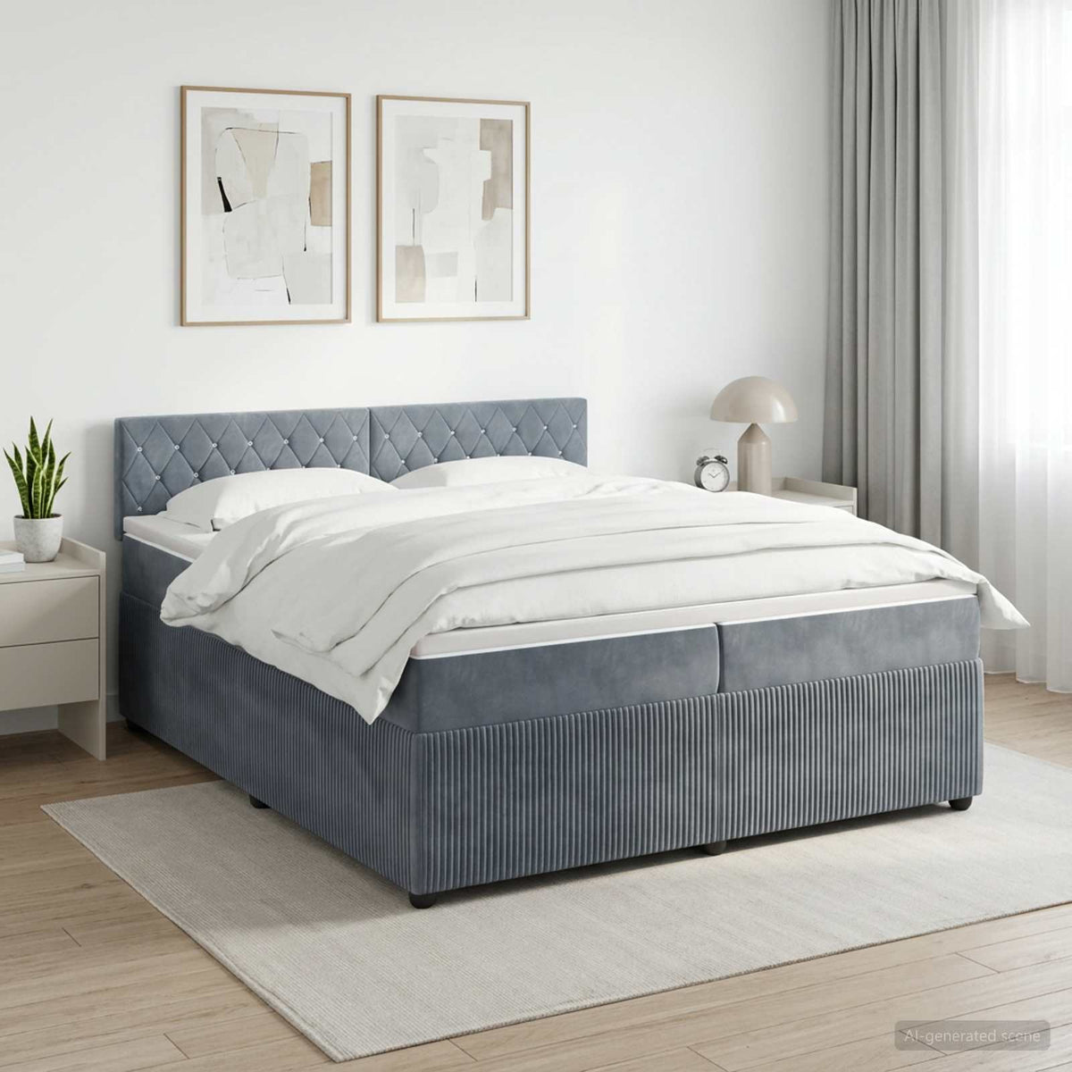 Boxspring krevet s madracem Tamnosiva 200 x 200 cm Baršun