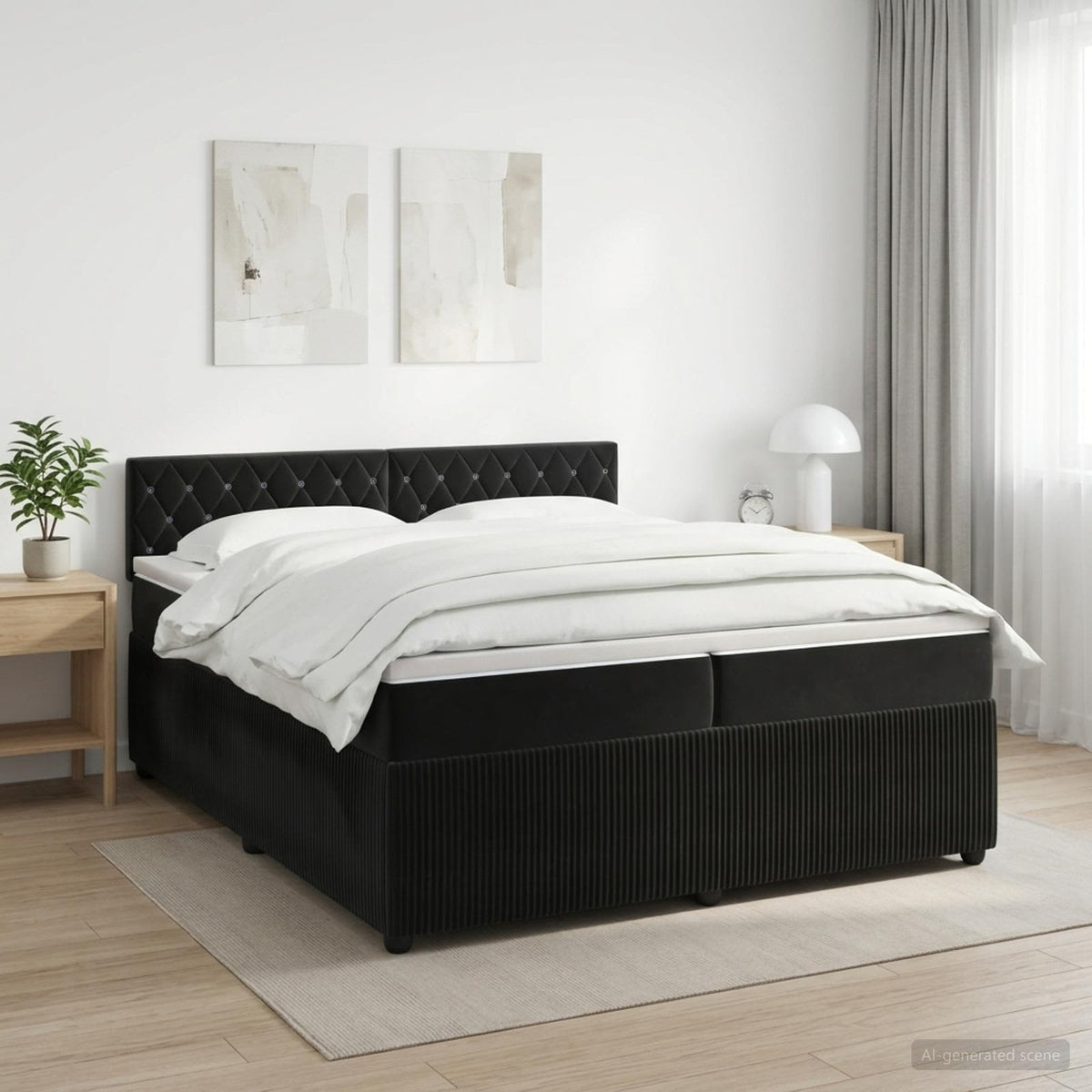 Boxspring krevet s madracem Crna 200 x 200 cm Baršun