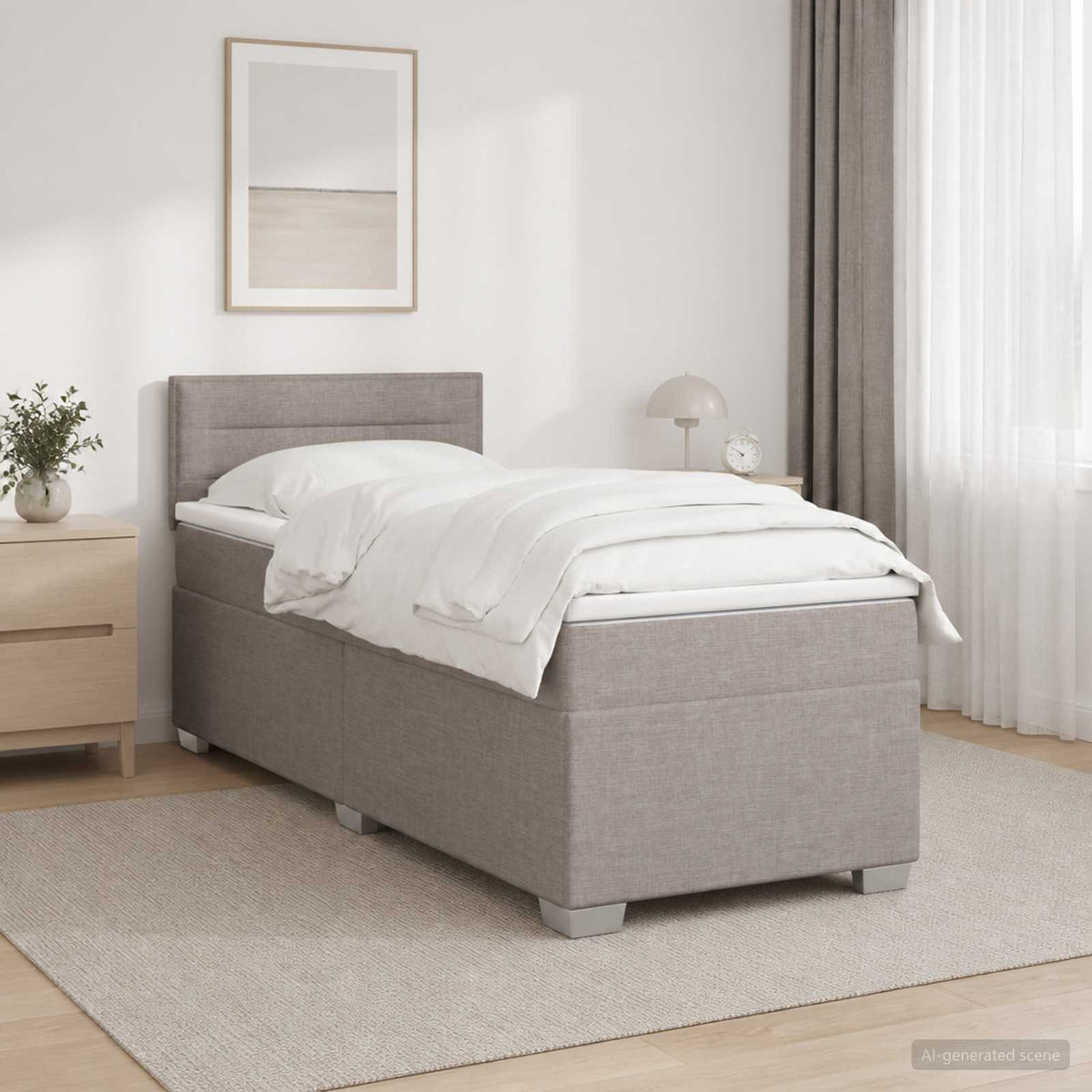 Krevet s box springom, madracem i LED-om Sivosmeđa 90 x 200 cm