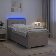 Krevet s box springom, madracem i LED-om Sivosmeđa 100 x 200 cm