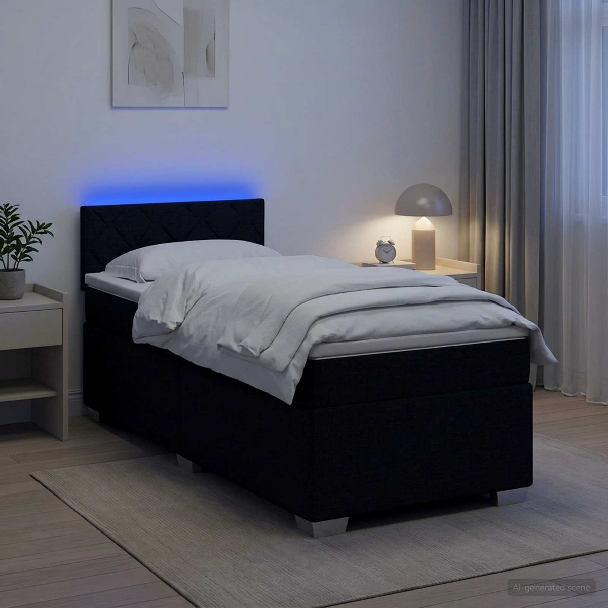 Krevet s box springom, madracem i LED-om Crna 90 x 200 cm
