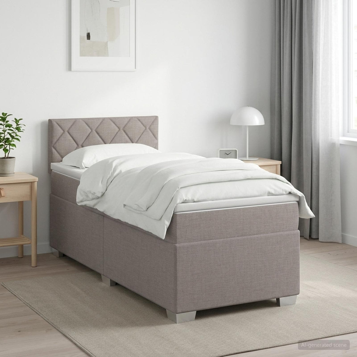 Krevet s box springom, madracem i LED-om Sivosmeđa 90 x 200 cm