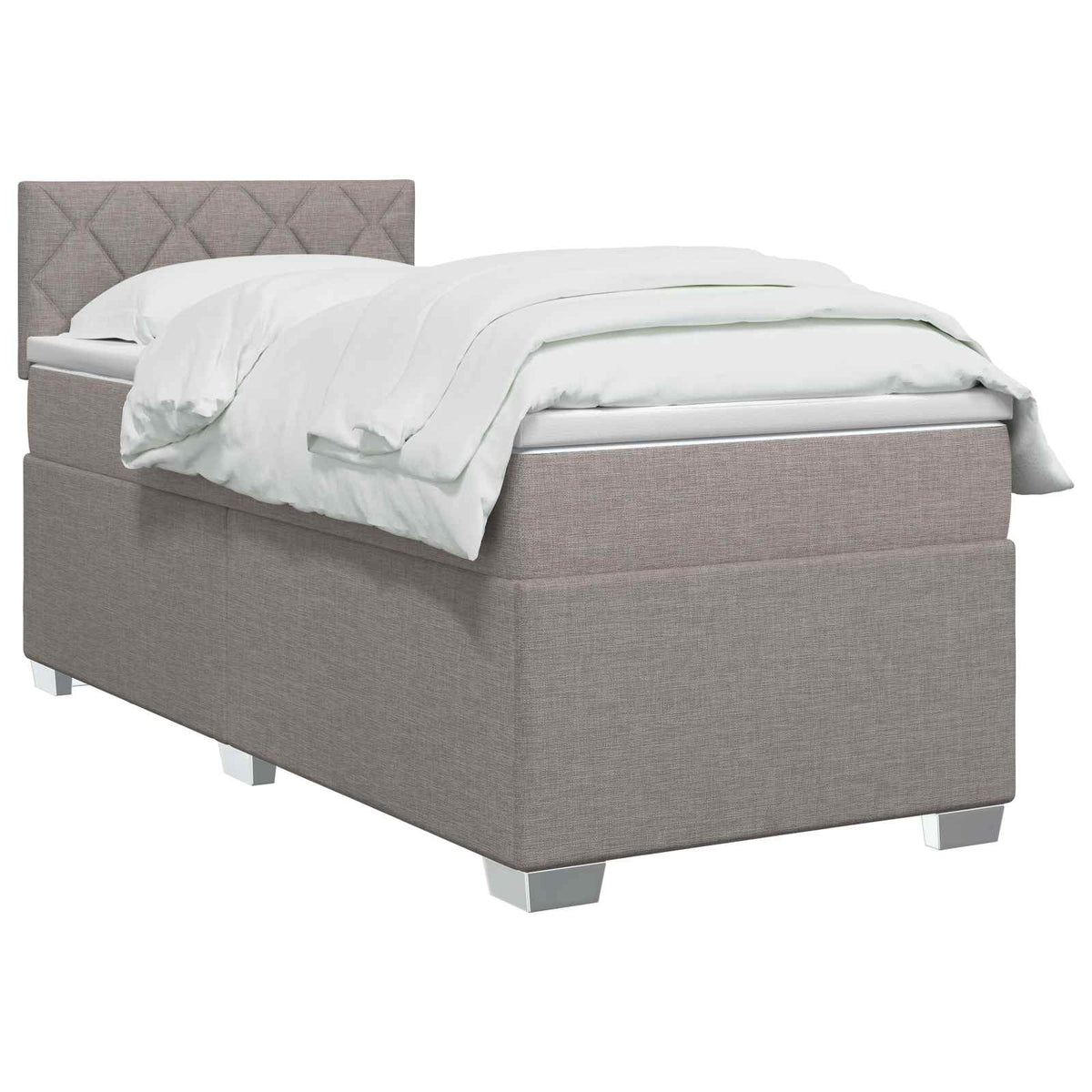 Krevet s box springom, madracem i LED-om Sivosmeđa 90 x 200 cm
