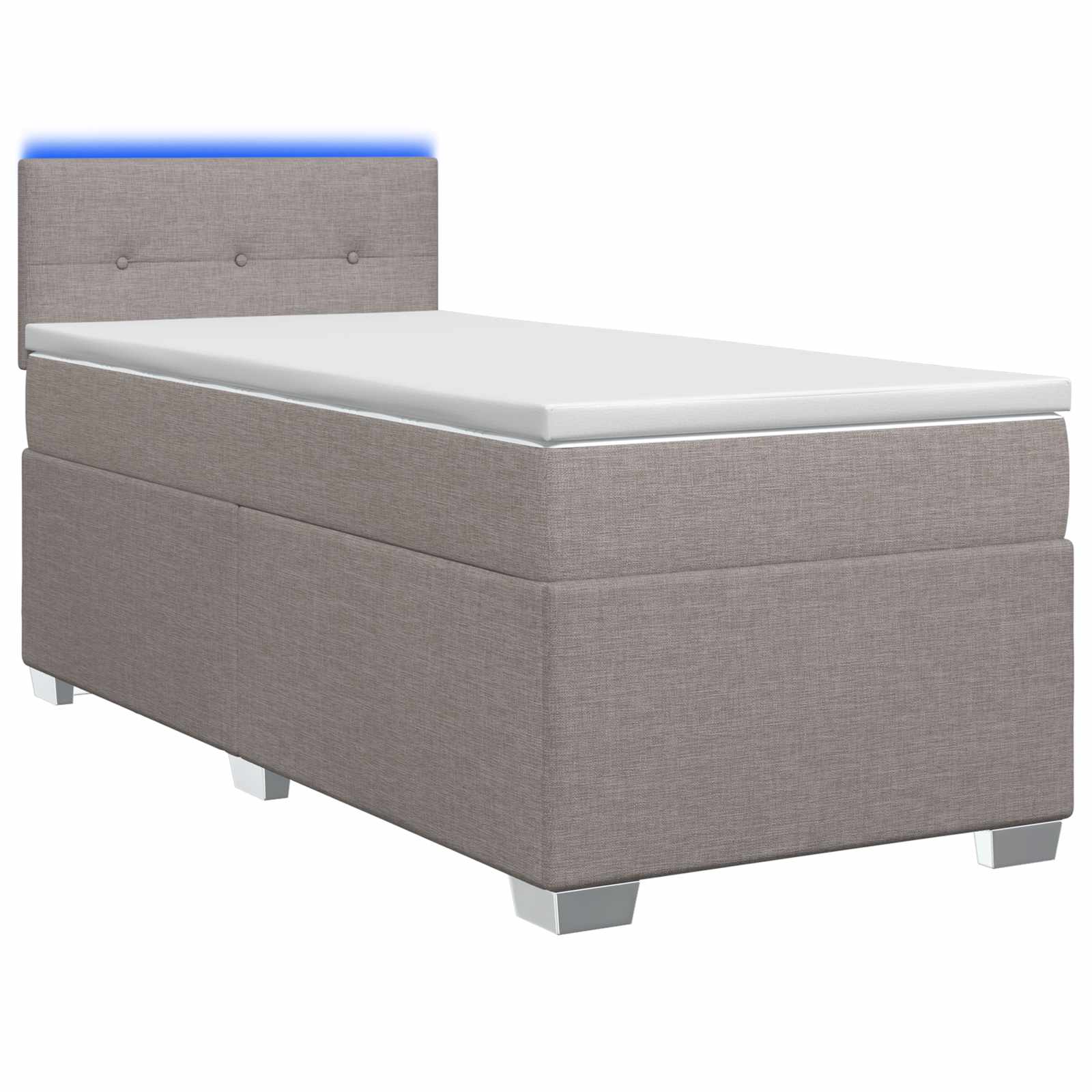 Krevet s box springom, madracem i LED-om Sivosmeđa 100 x 200 cm