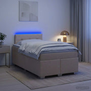 Krevet s box springom, madracem i LED-om Krem 120 x 190 cm