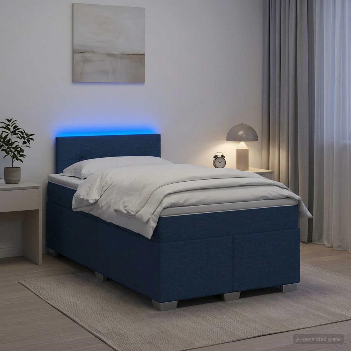 Krevet s box springom, madracem i LED-om Plava 120 x 190 cm