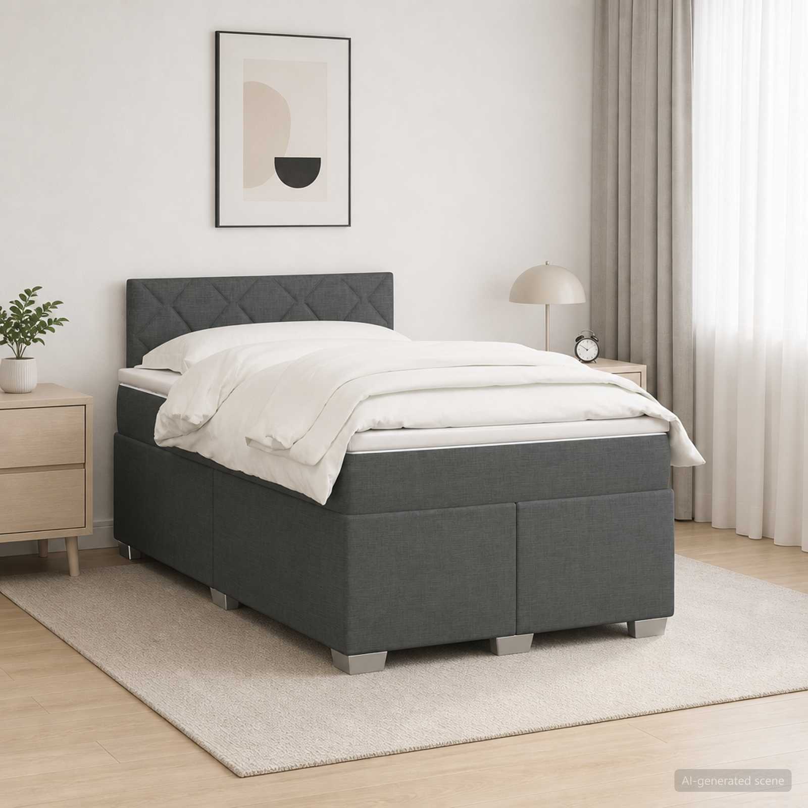 Krevet s box springom, madracem i LED-om Tamnosiva 120 x 200 cm