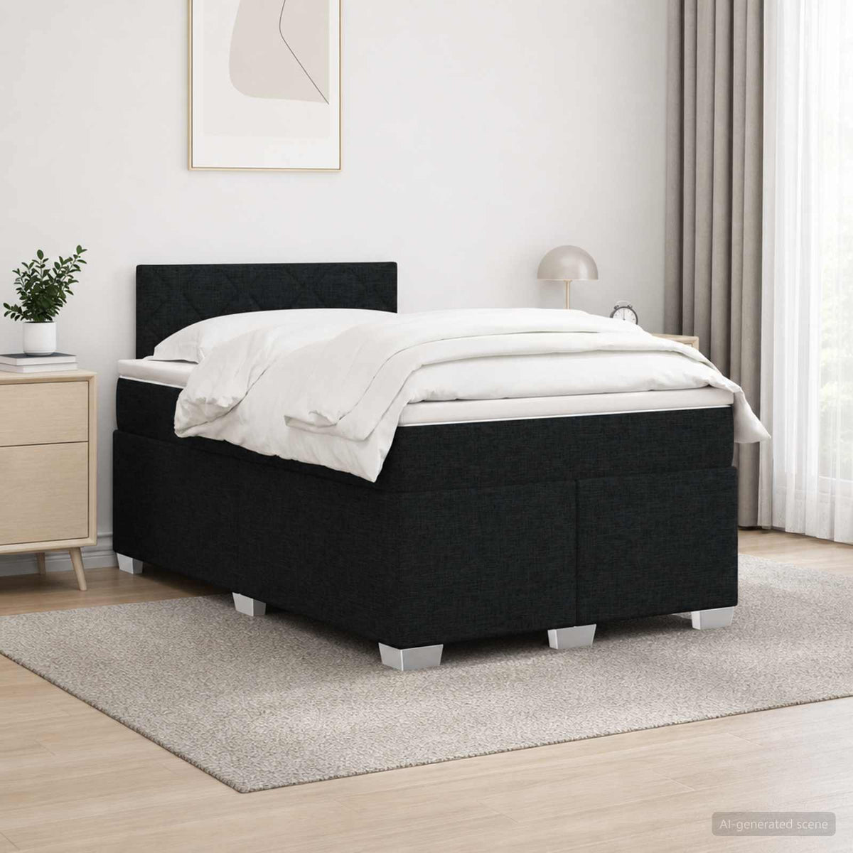 Krevet s box springom, madracem i LED-om Crna 120 x 200 cm