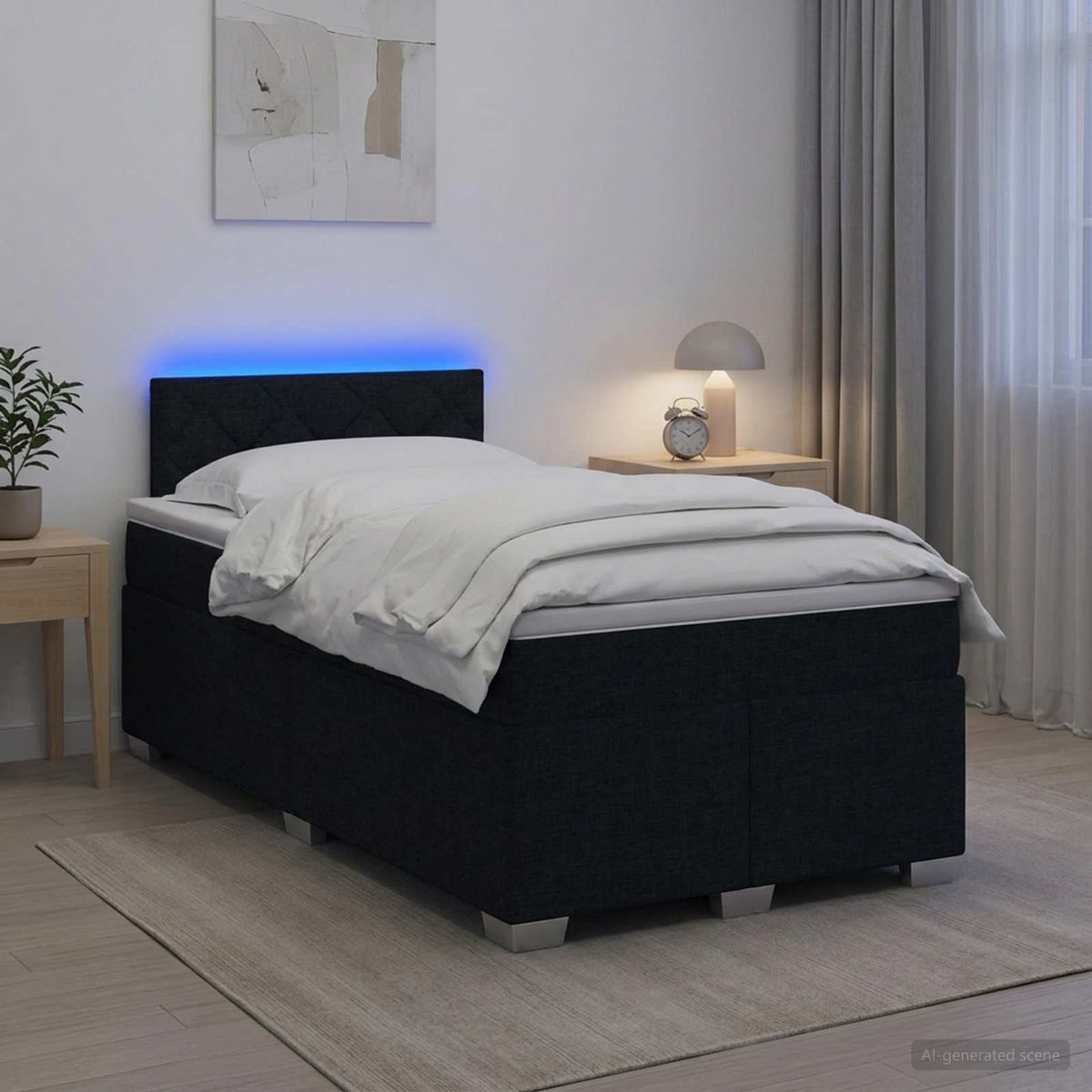 Krevet s box springom, madracem i LED-om Crna 120 x 190 cm