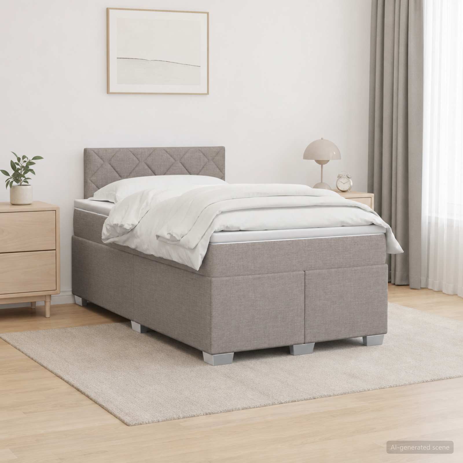 Krevet s box springom, madracem i LED-om Sivosmeđa 120 x 190 cm