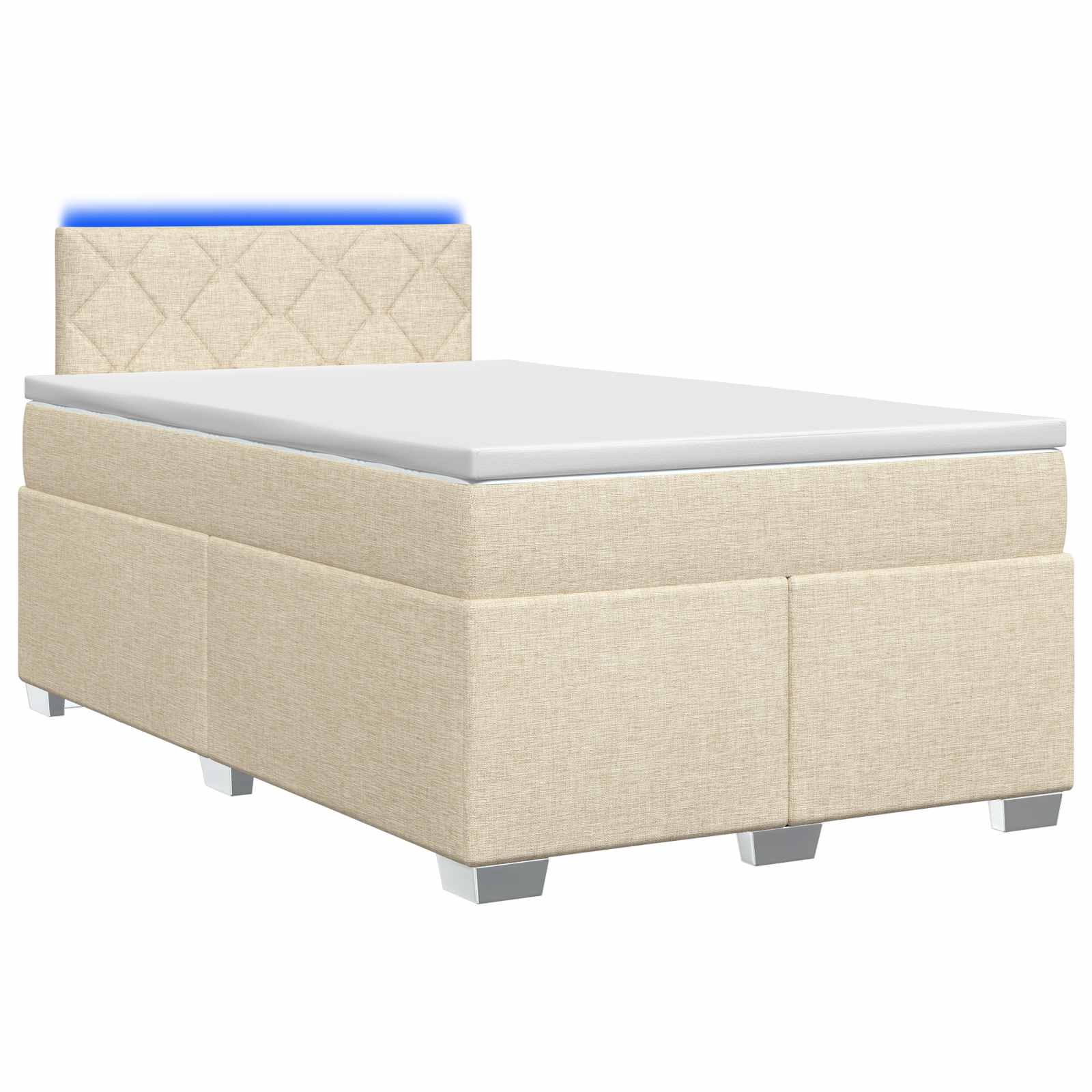 Krevet s box springom, madracem i LED-om Krem 120 x 190 cm