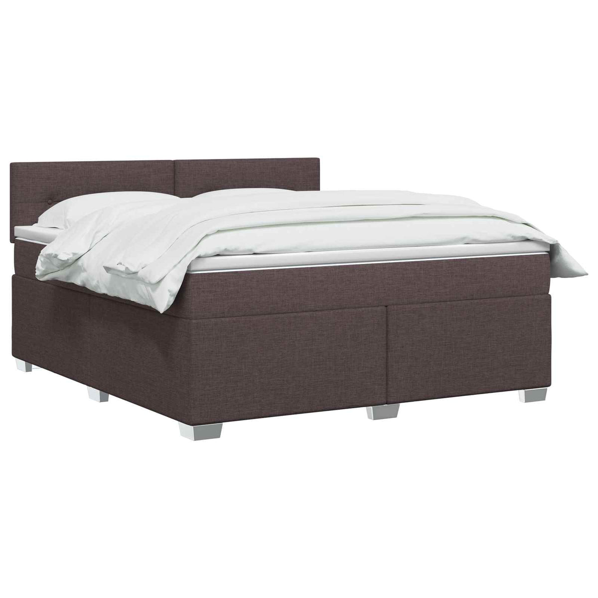 Krevet s box springom, madracem i LED-om Tamno smeđa Tkanina 140 x 190 cm