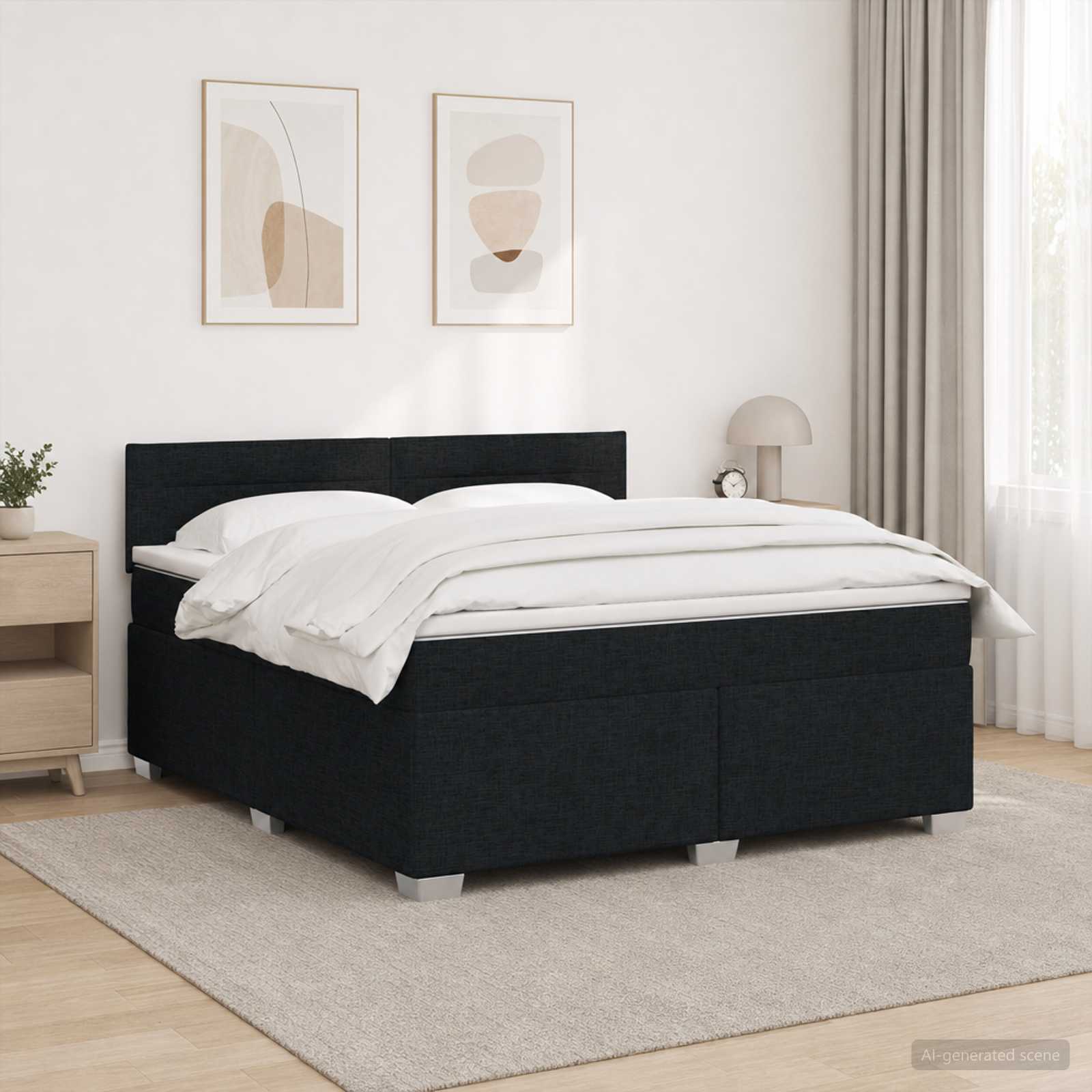 Krevet s box springom, madracem i LED-om Crna 180 x 200 cm