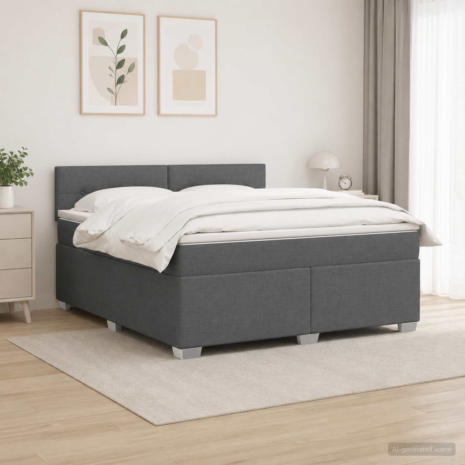 Krevet s box springom, madracem i LED-om Tamnosiva 160 x 200 cm