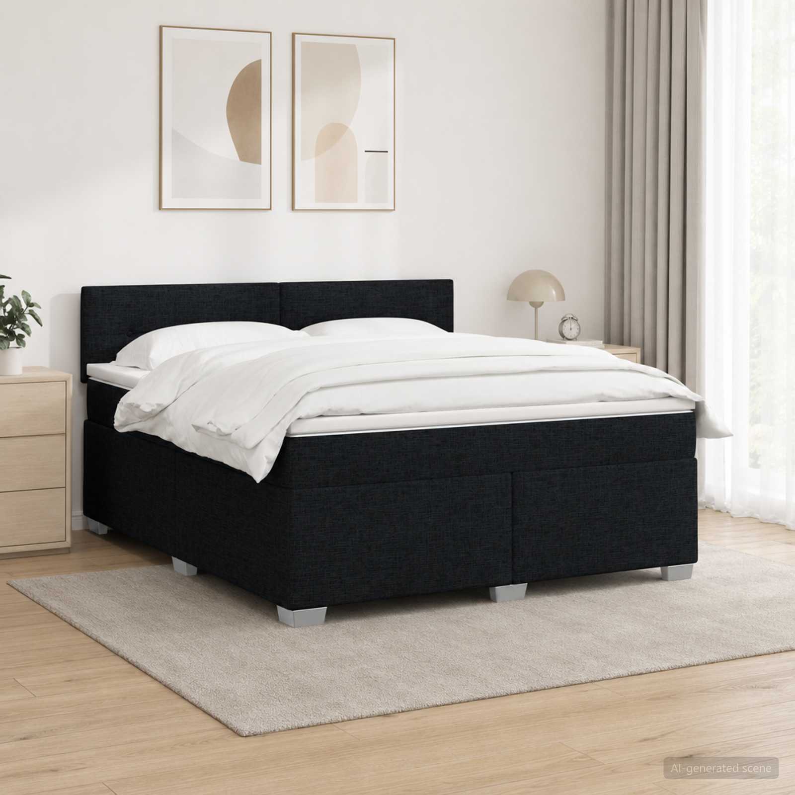 Krevet s box springom, madracem i LED-om Crna 180 x 200 cm