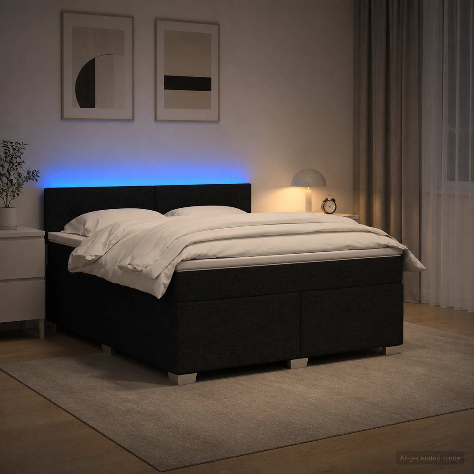 Krevet s box springom, madracem i LED-om Crna 180 x 200 cm