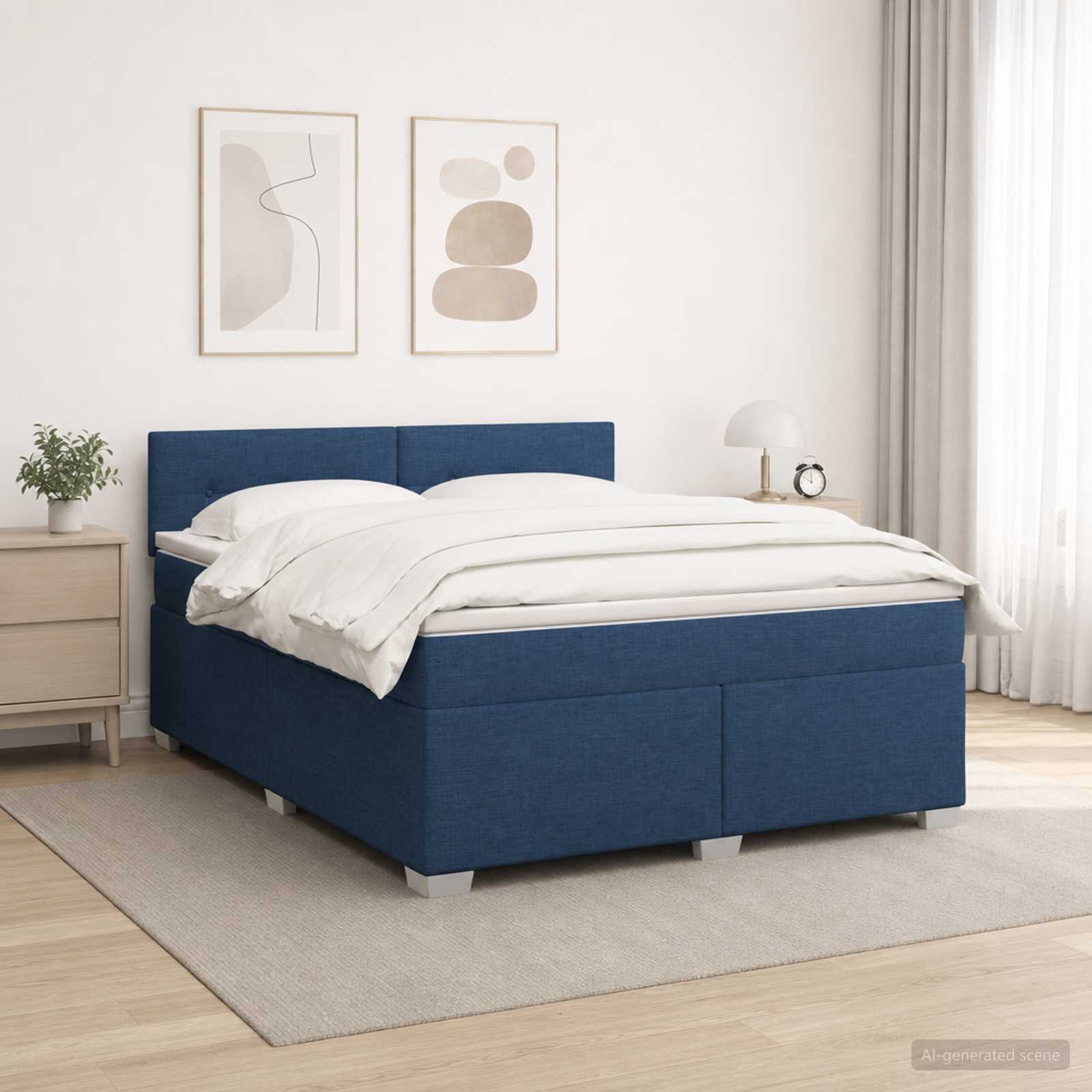 Krevet s box springom, madracem i LED-om Plava 140 x 200 cm
