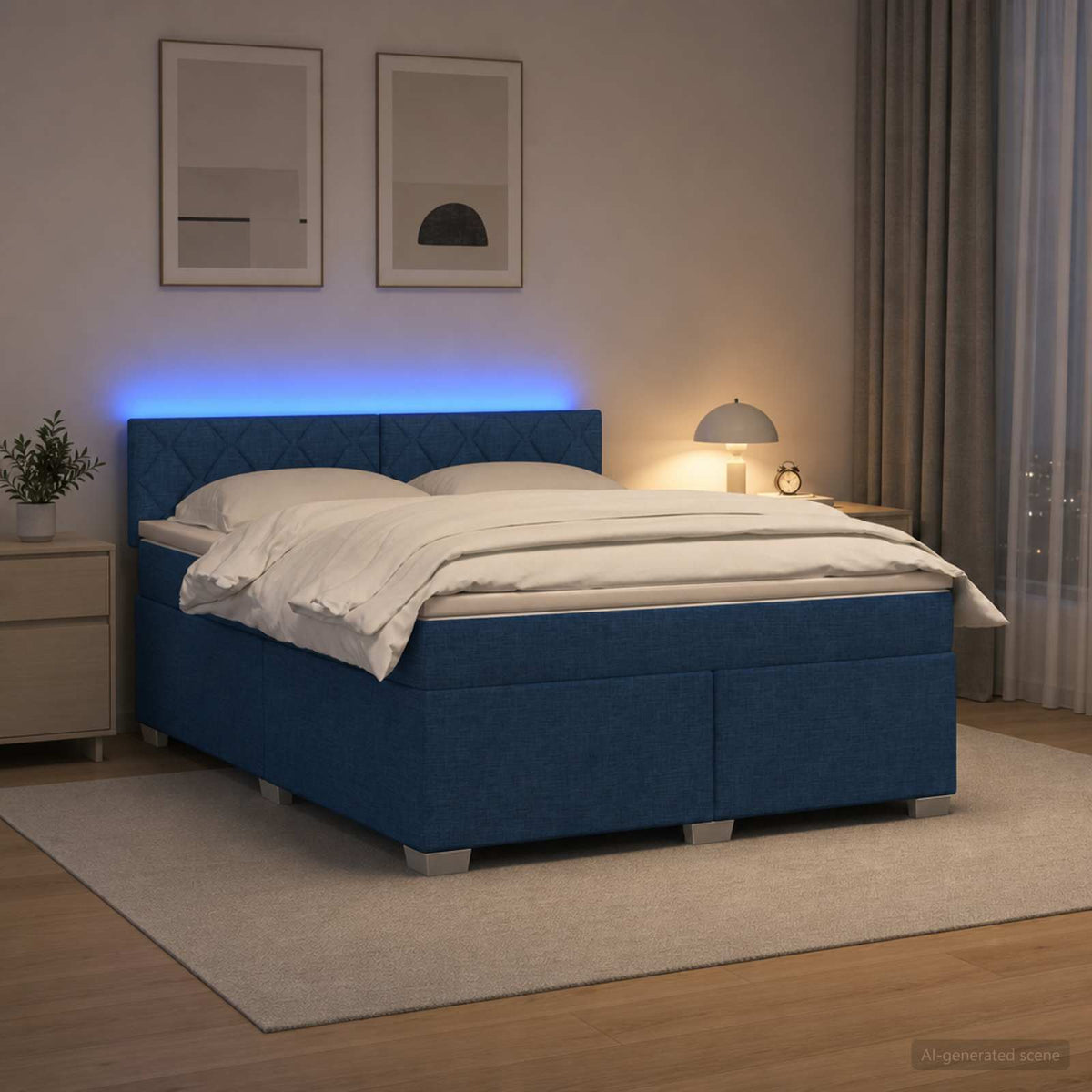 Krevet s box springom, madracem i LED-om Plava 140 x 190 cm