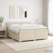 Krevet s box springom, madracem i LED-om Krem 200 x 200 cm