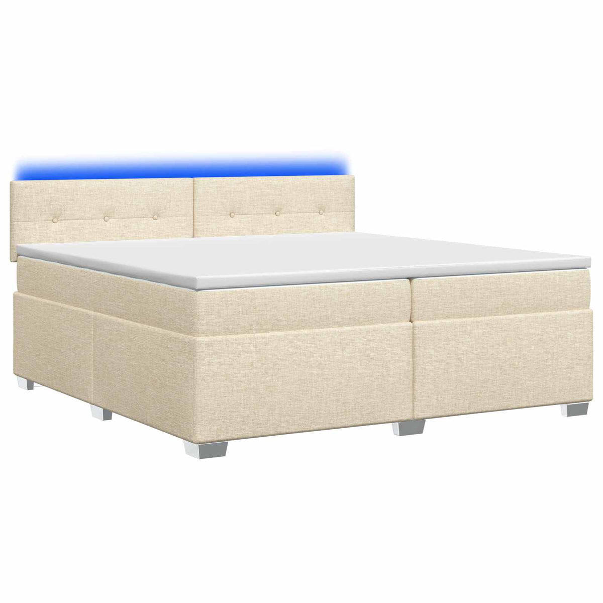 Krevet s box springom, madracem i LED-om Krem 200 x 200 cm