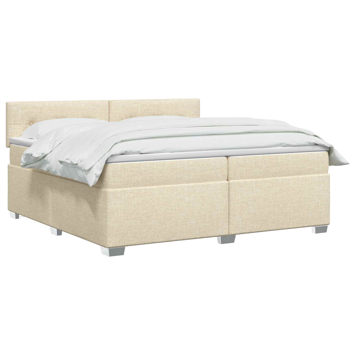 Krevet s box springom, madracem i LED-om Krem 200 x 200 cm