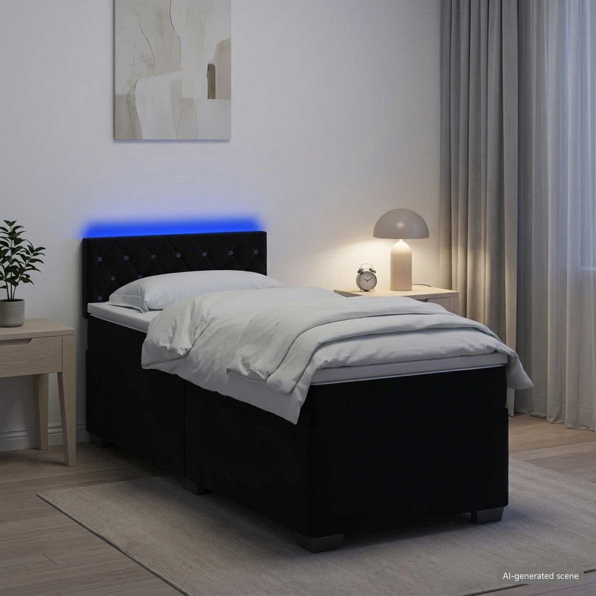 Krevet s box springom, madracem i LED-om Crna 80 x 200 cm