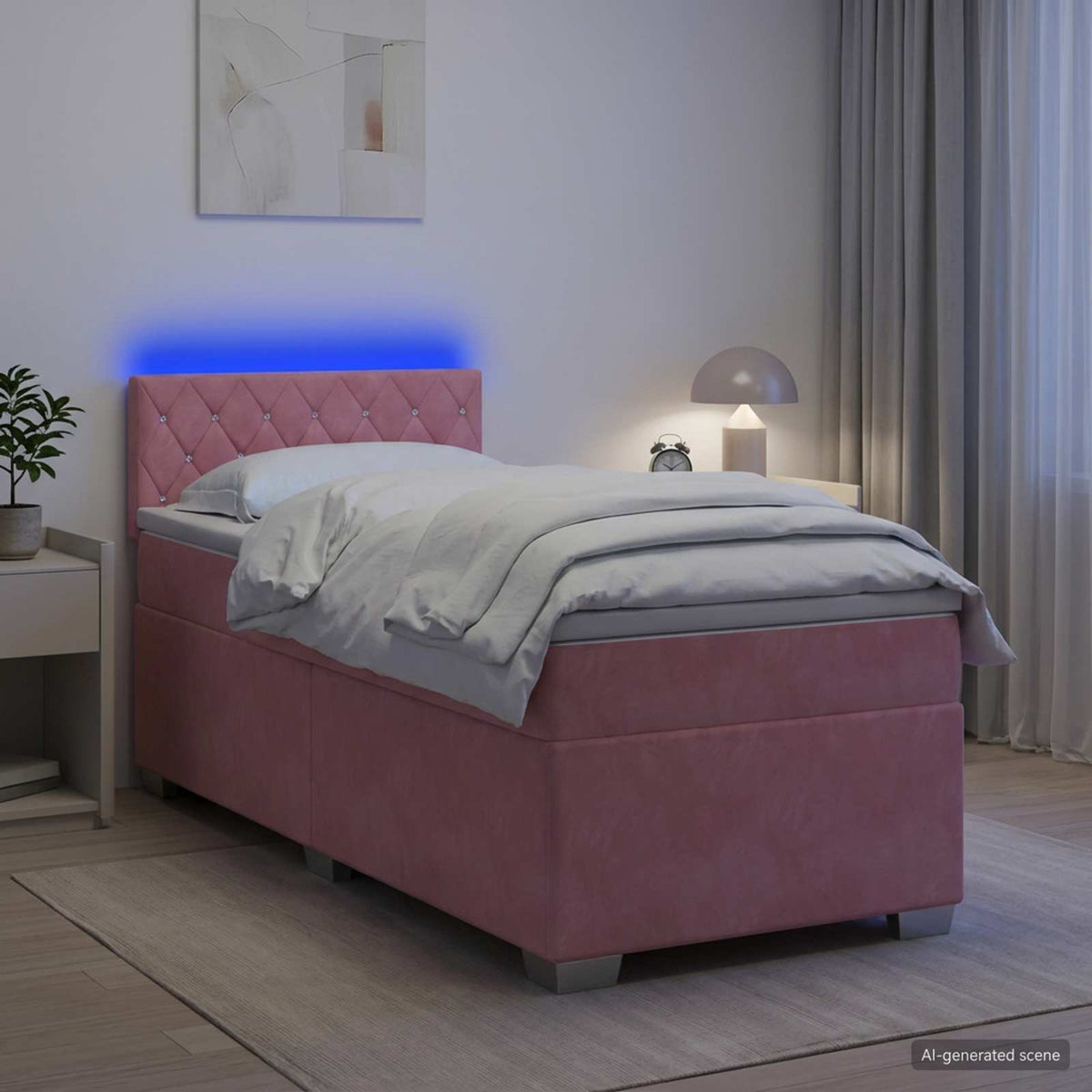 Krevet s box springom, madracem i LED-om Ružičasta 100 x 200 cm