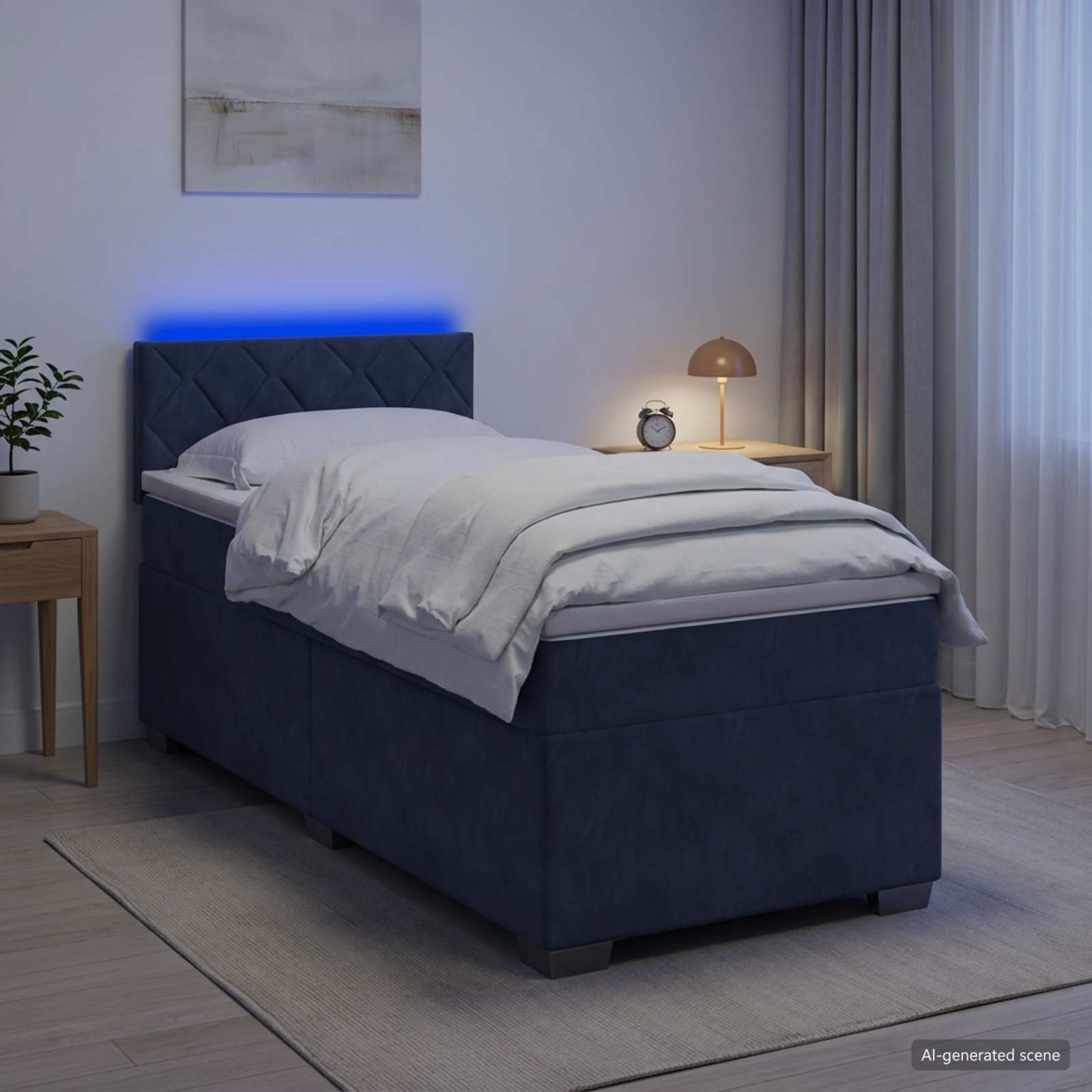 Krevet s box springom, madracem i LED-om Tamnosiva 90 x 200 cm