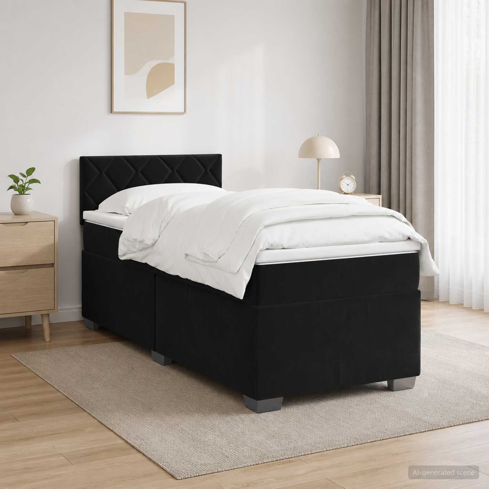 Krevet s box springom, madracem i LED-om Crna 90 x 200 cm
