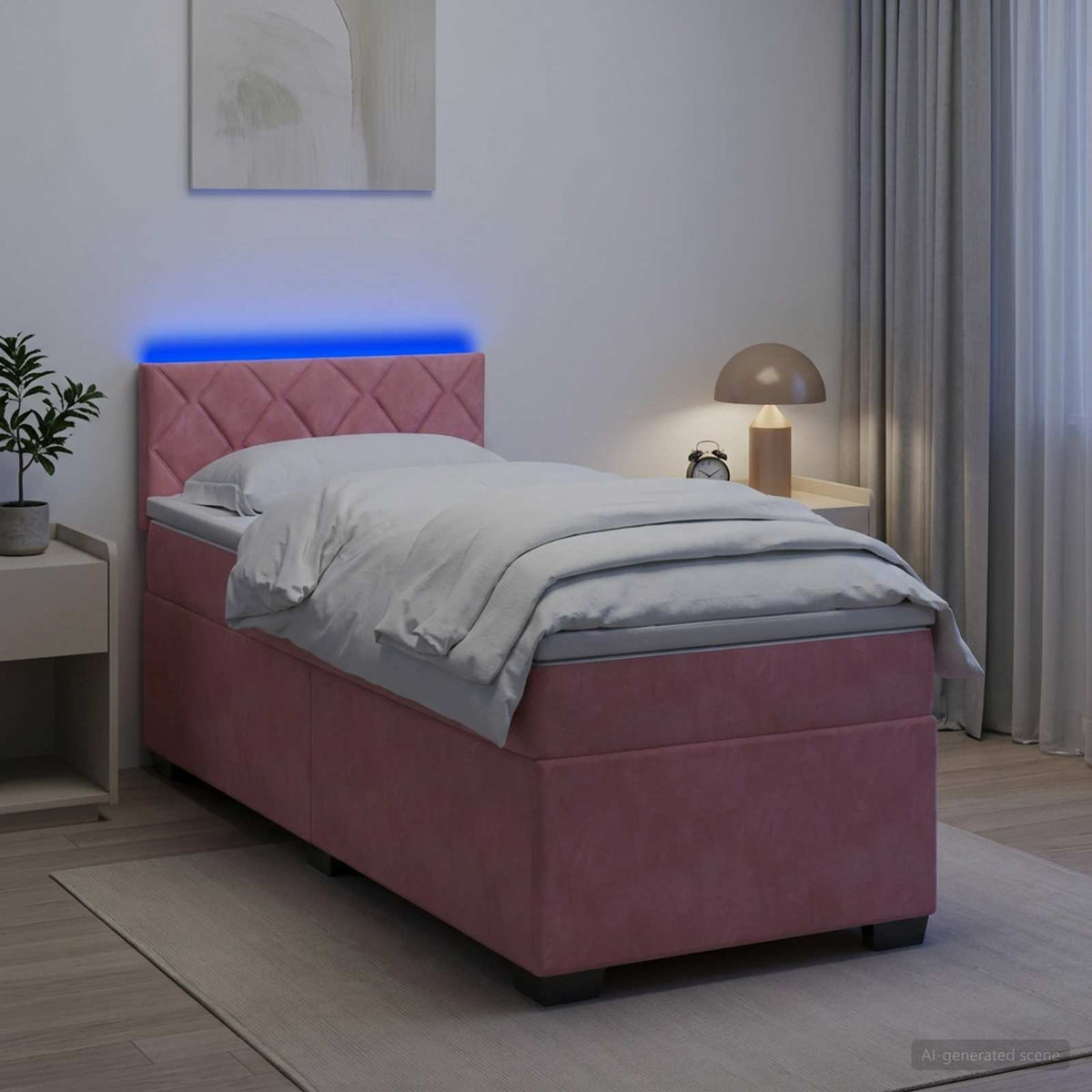 Krevet s box springom, madracem i LED-om Ružičasta 100 x 200 cm