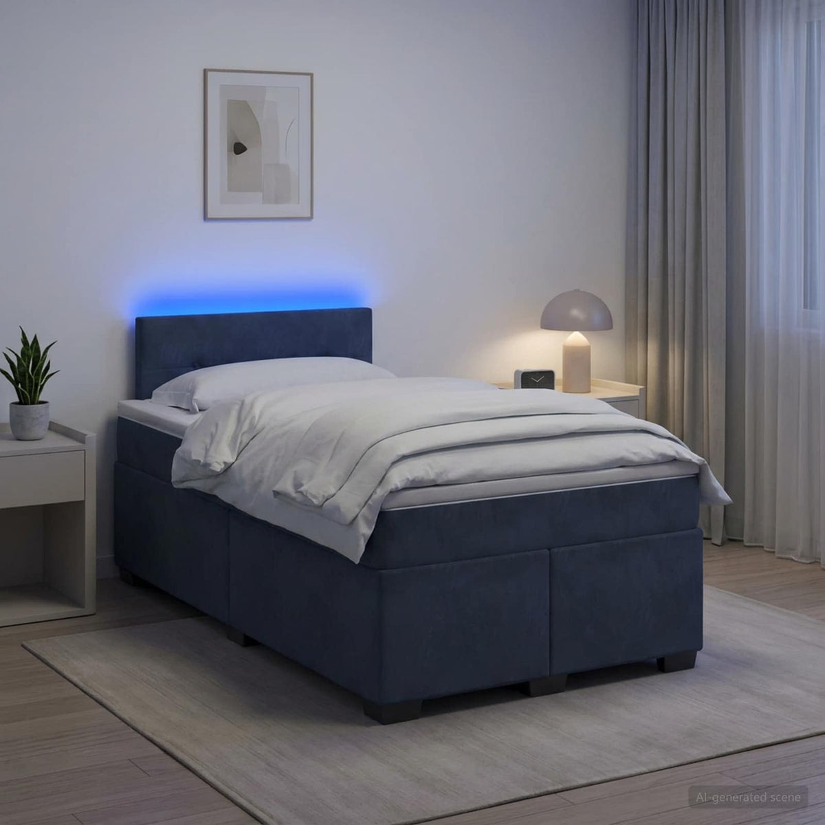Krevet s box springom, madracem i LED-om Tamnosiva 120 x 190 cm