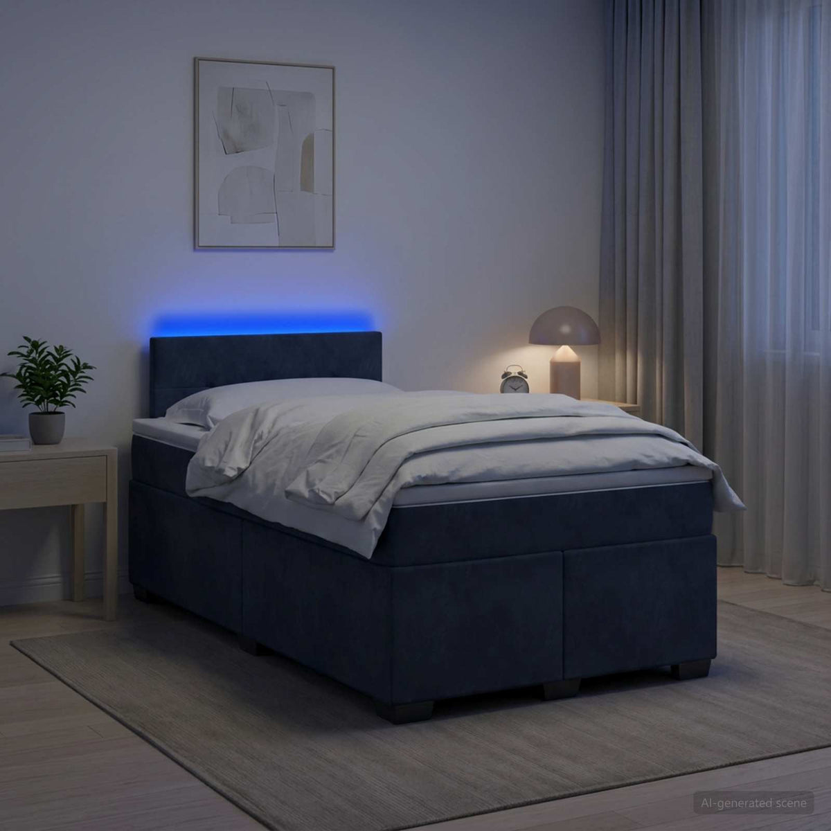 Krevet s box springom, madracem i LED-om Tamnosiva 120 x 190 cm