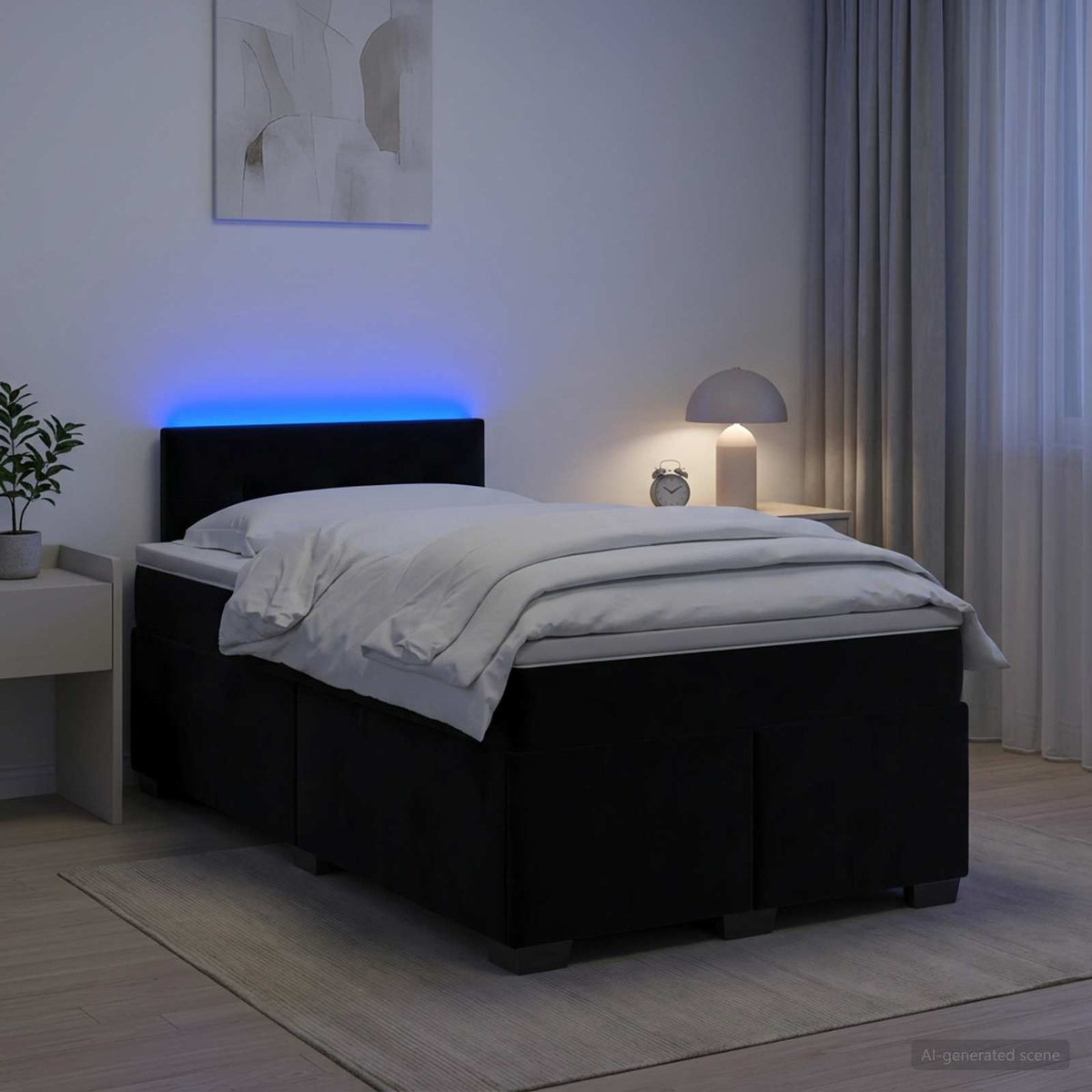 Krevet s box springom, madracem i LED-om Crna 120 x 200 cm