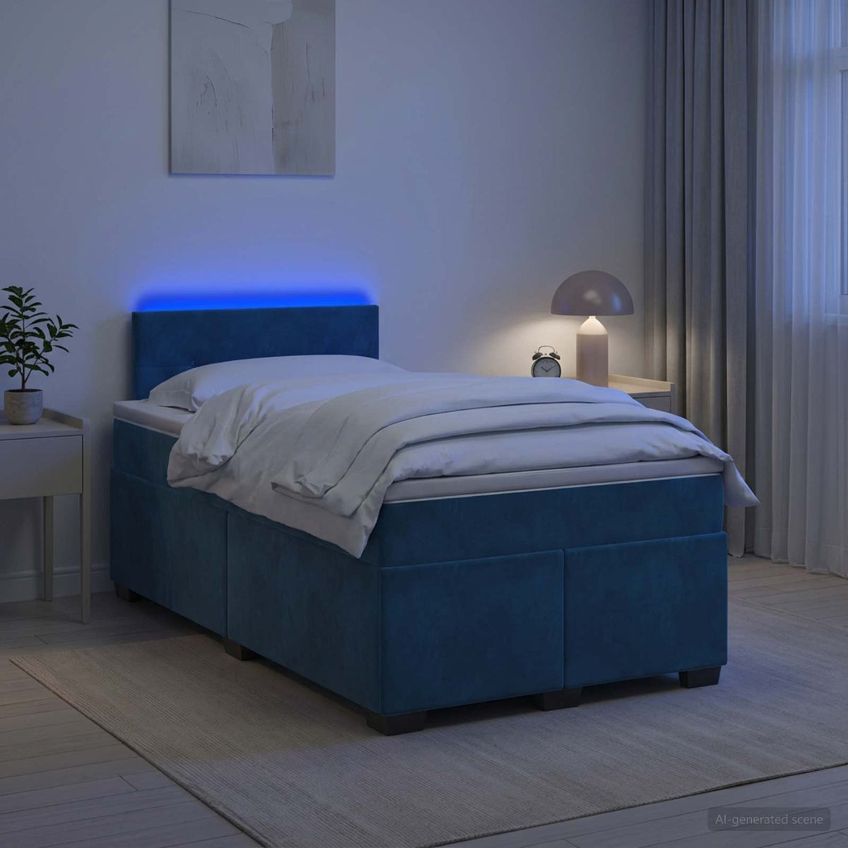 Krevet s box springom, madracem i LED-om Plava 120 x 190 cm