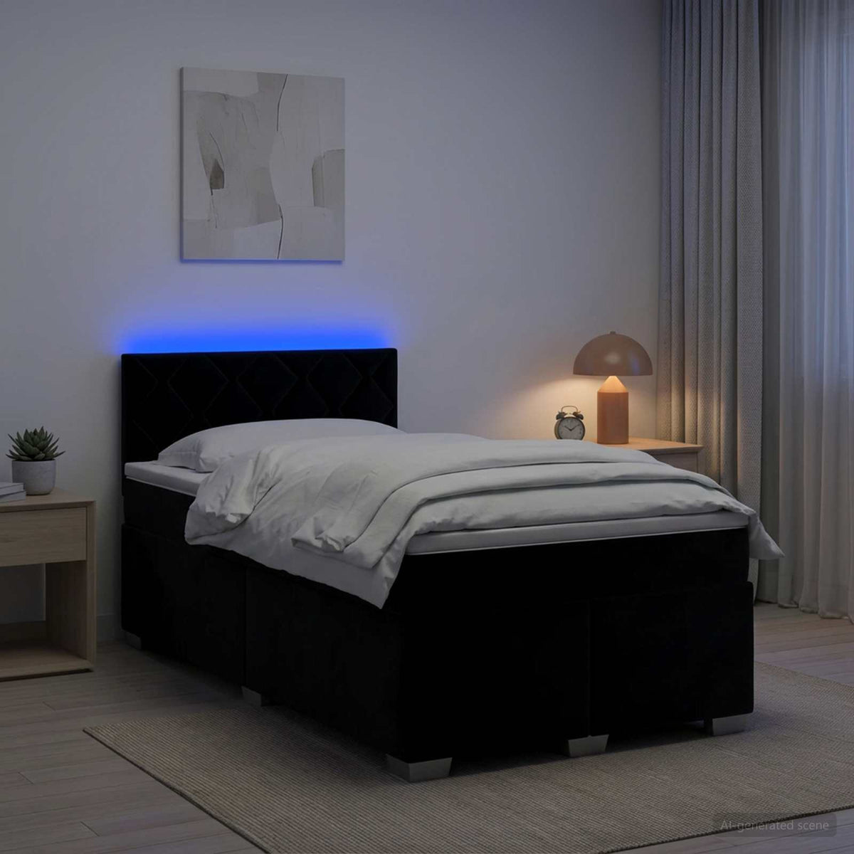 Krevet s box springom, madracem i LED-om Crna 120 x 200 cm