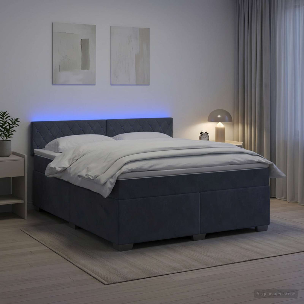 Krevet s box springom, madracem i LED-om Tamnosiva 140 x 200 cm