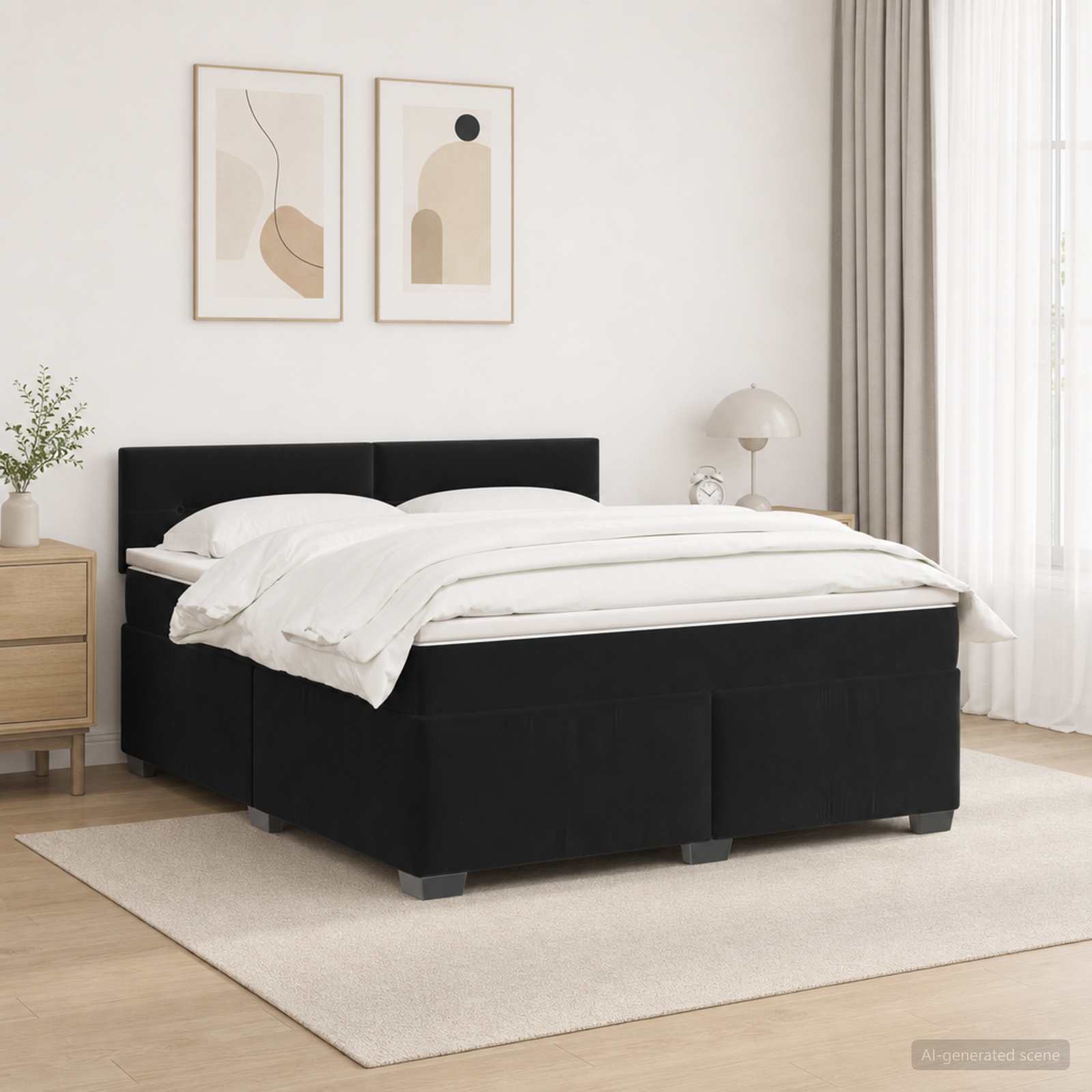 Krevet s box springom, madracem i LED-om Crna 140 x 200 cm