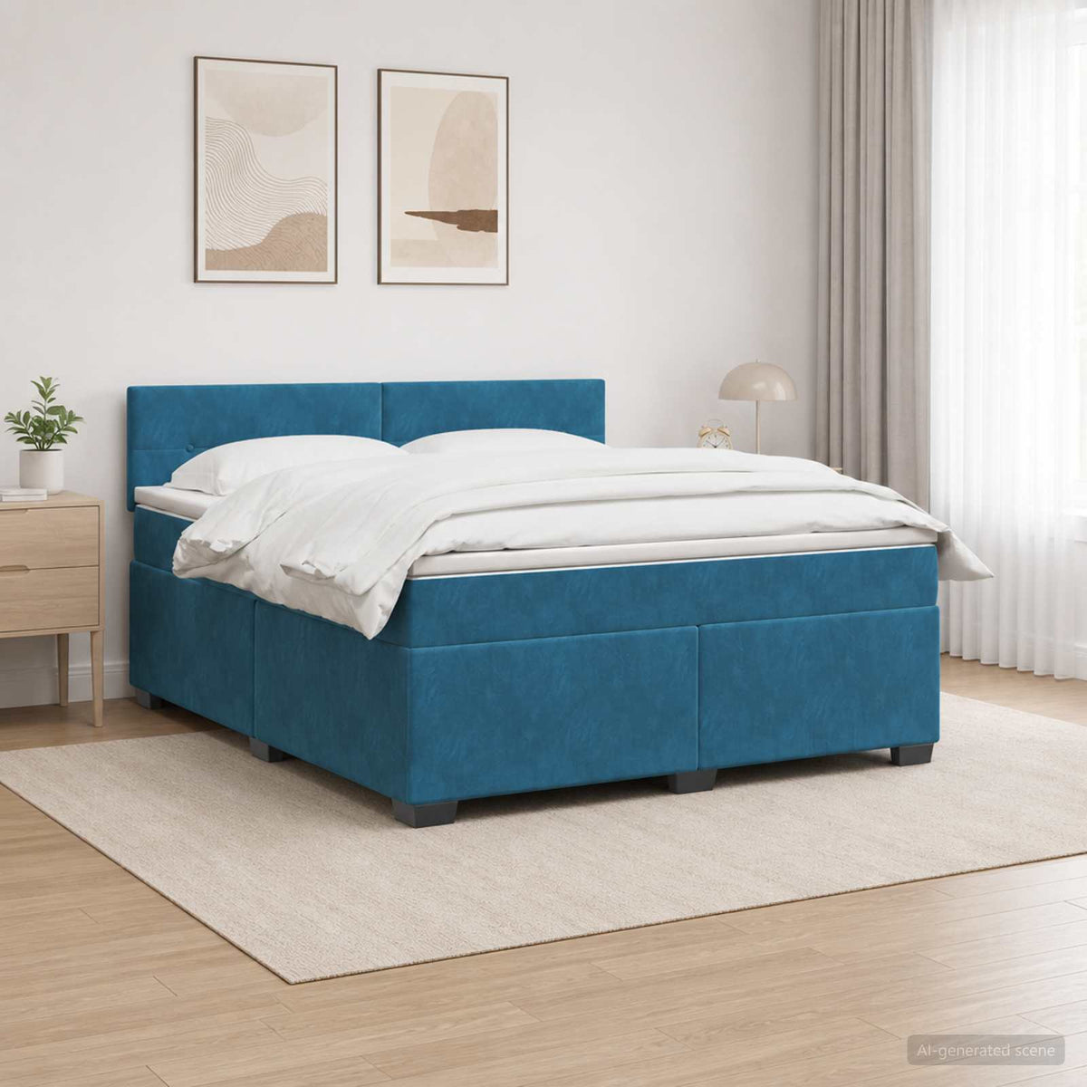 Krevet s box springom, madracem i LED-om Plava 140 x 190 cm